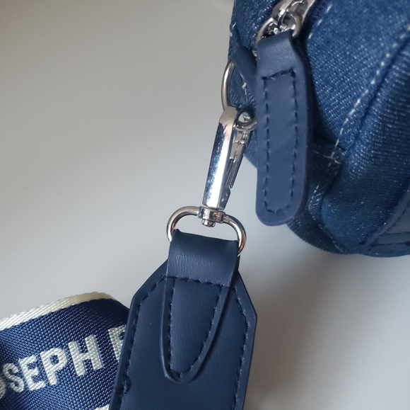 Joseph Ribkoff Denim Crossbody Purse w/ Logo Belt Strap Small Dainty fanny pack - Picture 6 of 9